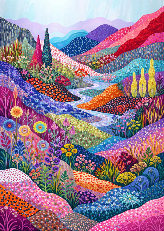 Cuadro Paisaje colorido de minimalismo puntillista