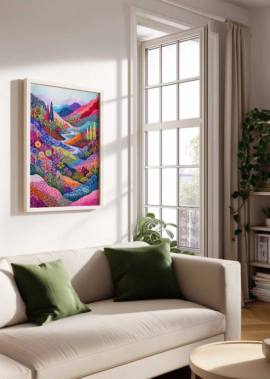 Cuadro Paisaje colorido de minimalismo puntillista