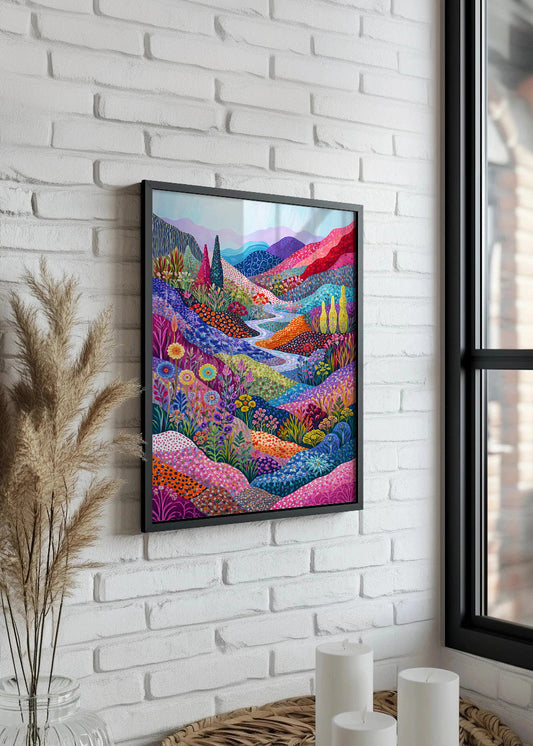 Cuadro Paisaje colorido de minimalismo puntillista