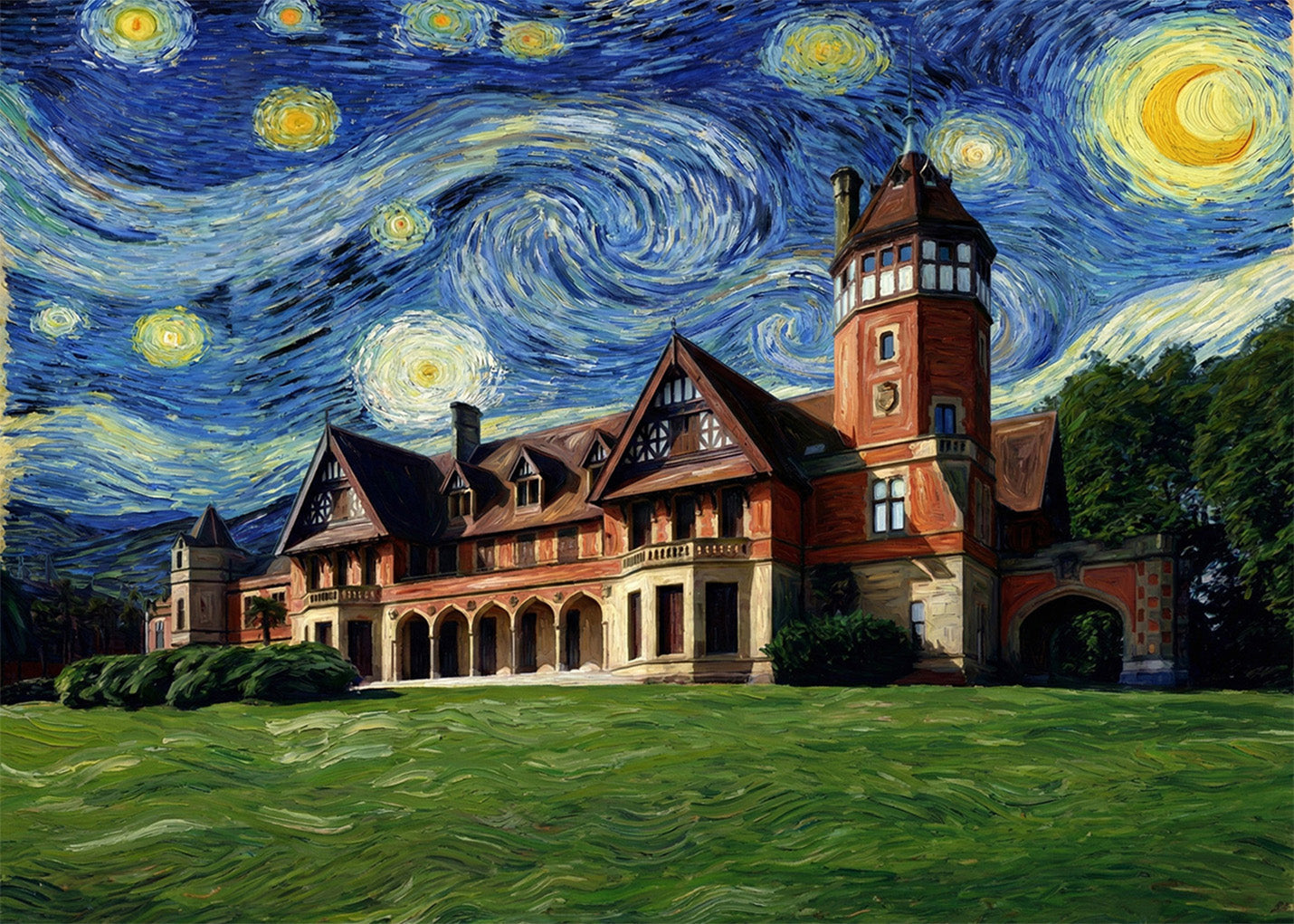 Cuadro Palacio de Miramar - Noche Estrellada