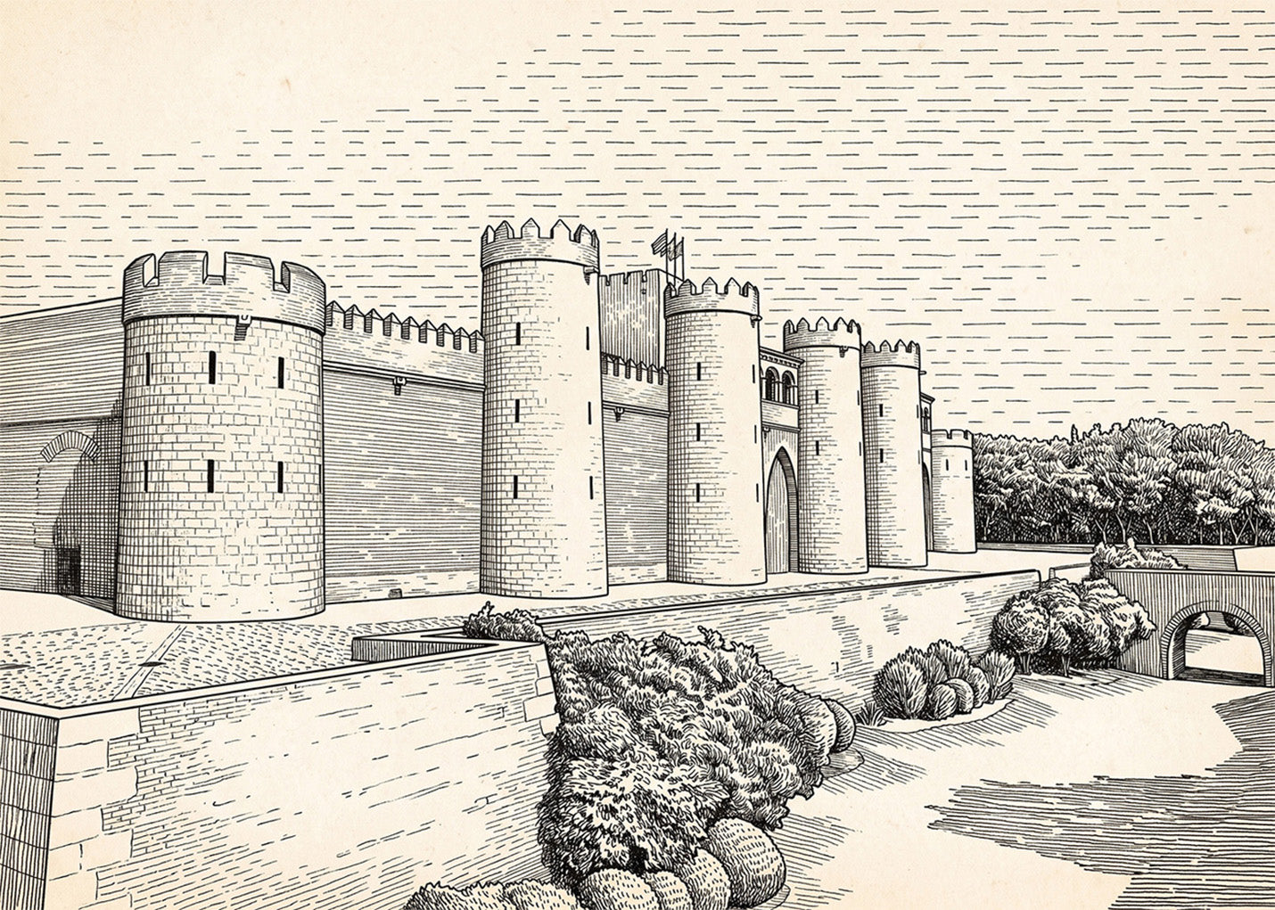 Cuadro Palacio de la Aljafería - Minimalista