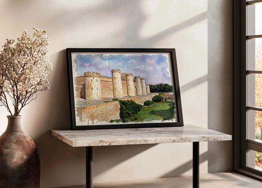 Cuadro Palacio de la Aljafería efecto acuarela