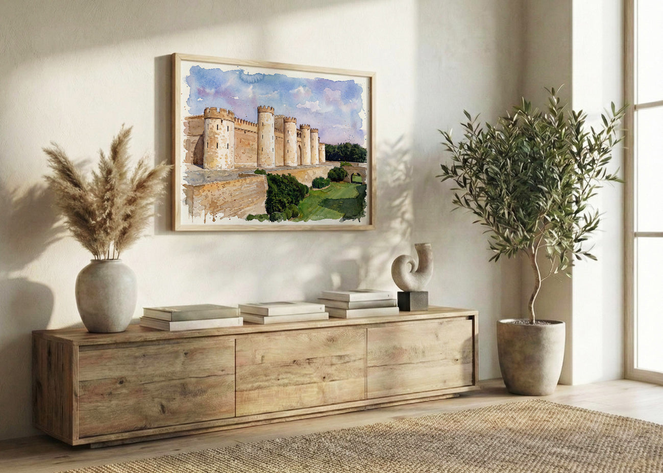 Cuadro Palacio de la Aljafería efecto acuarela