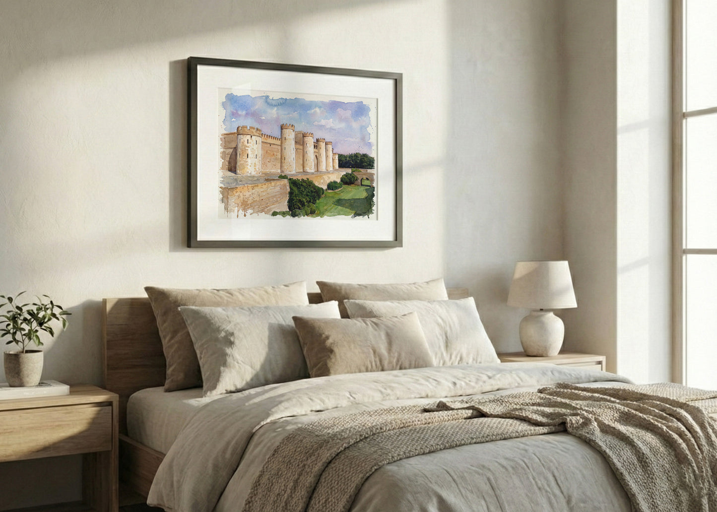 Cuadro Palacio de la Aljafería efecto acuarela