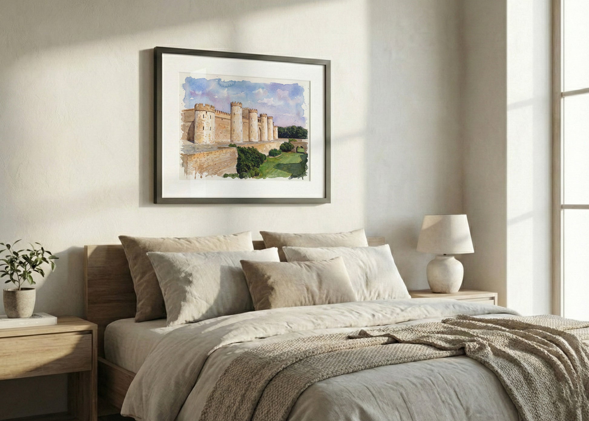 Cuadro Palacio de la Aljafería efecto acuarela
