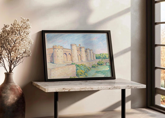 Cuadro Palacio de la Aljafería efecto dibujo