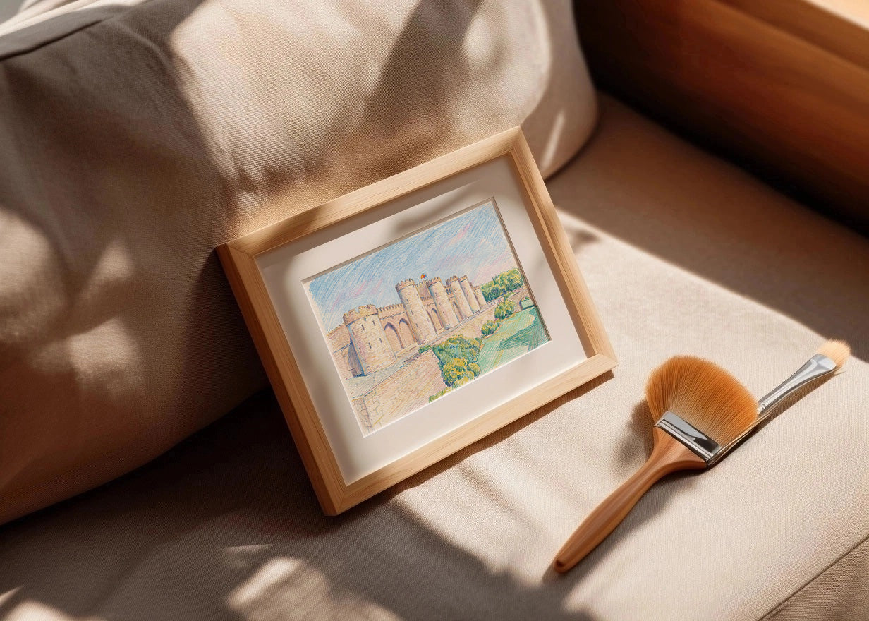 Cuadro Palacio de la Aljafería efecto dibujo