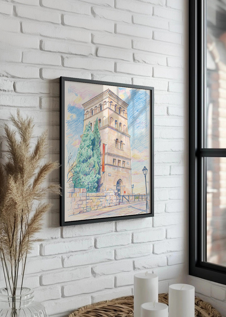 Cuadro Palacio de la Zuda efecto dibujo
