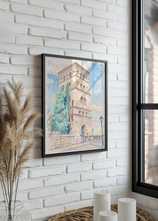 Cuadro Palacio de la Zuda efecto dibujo