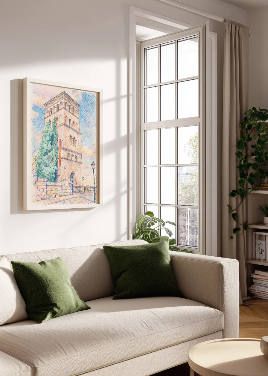Cuadro Palacio de la Zuda efecto dibujo
