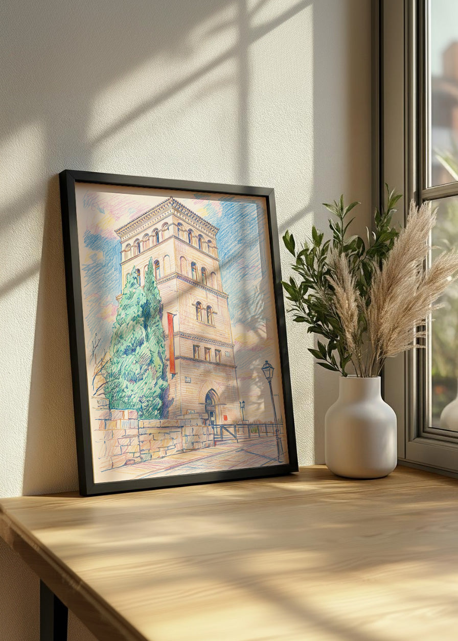 Cuadro Palacio de la Zuda efecto dibujo