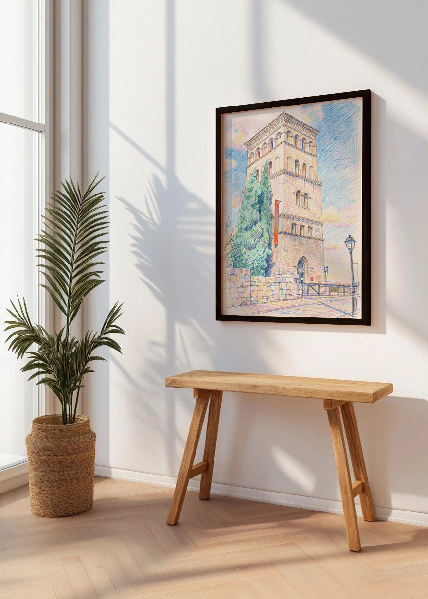 Cuadro Palacio de la Zuda efecto dibujo