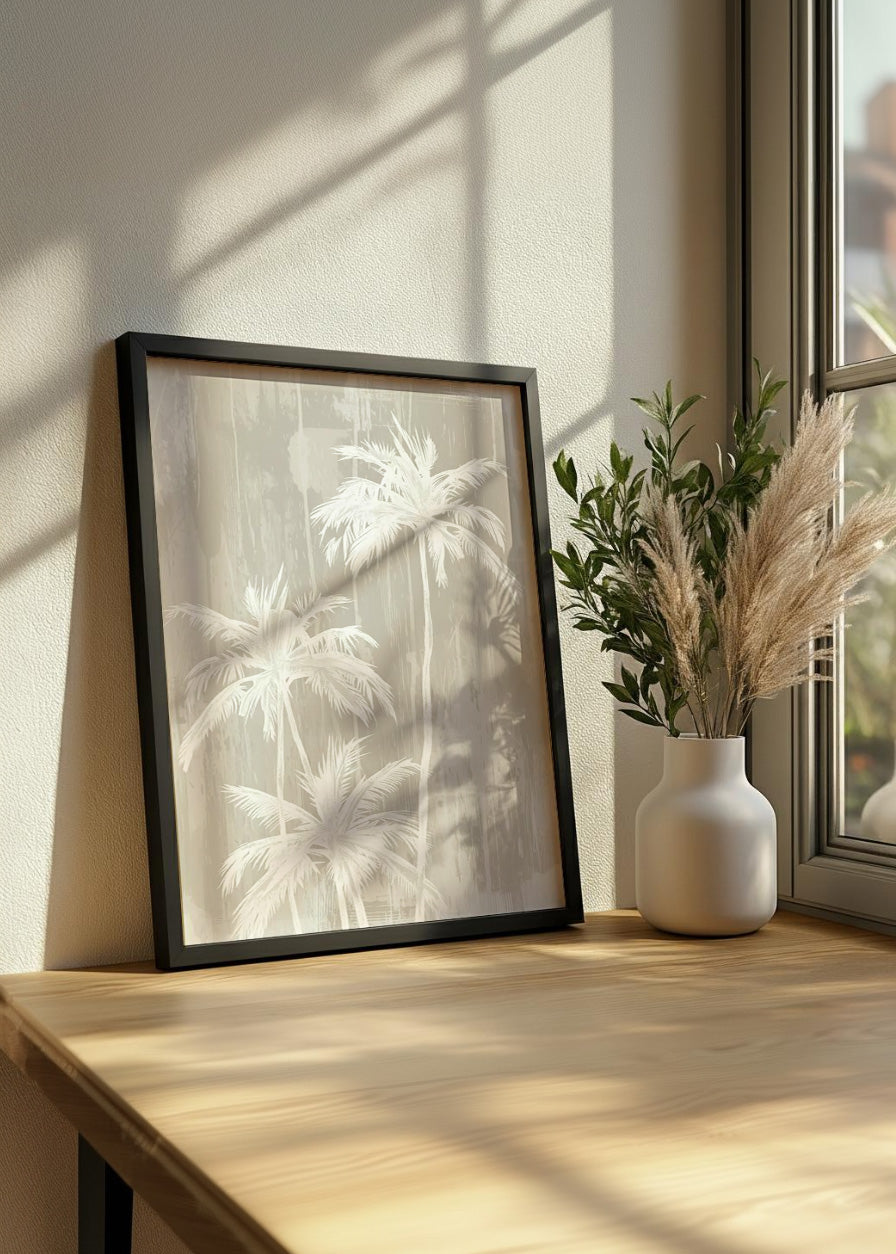 Cuadro Palmera estilo gris