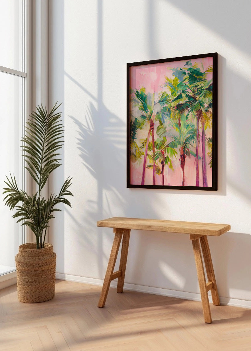 Cuadro Palmeras grouche rosas