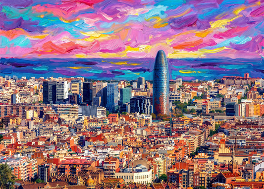 Cuadro Panorámica de Barcelona fauvista