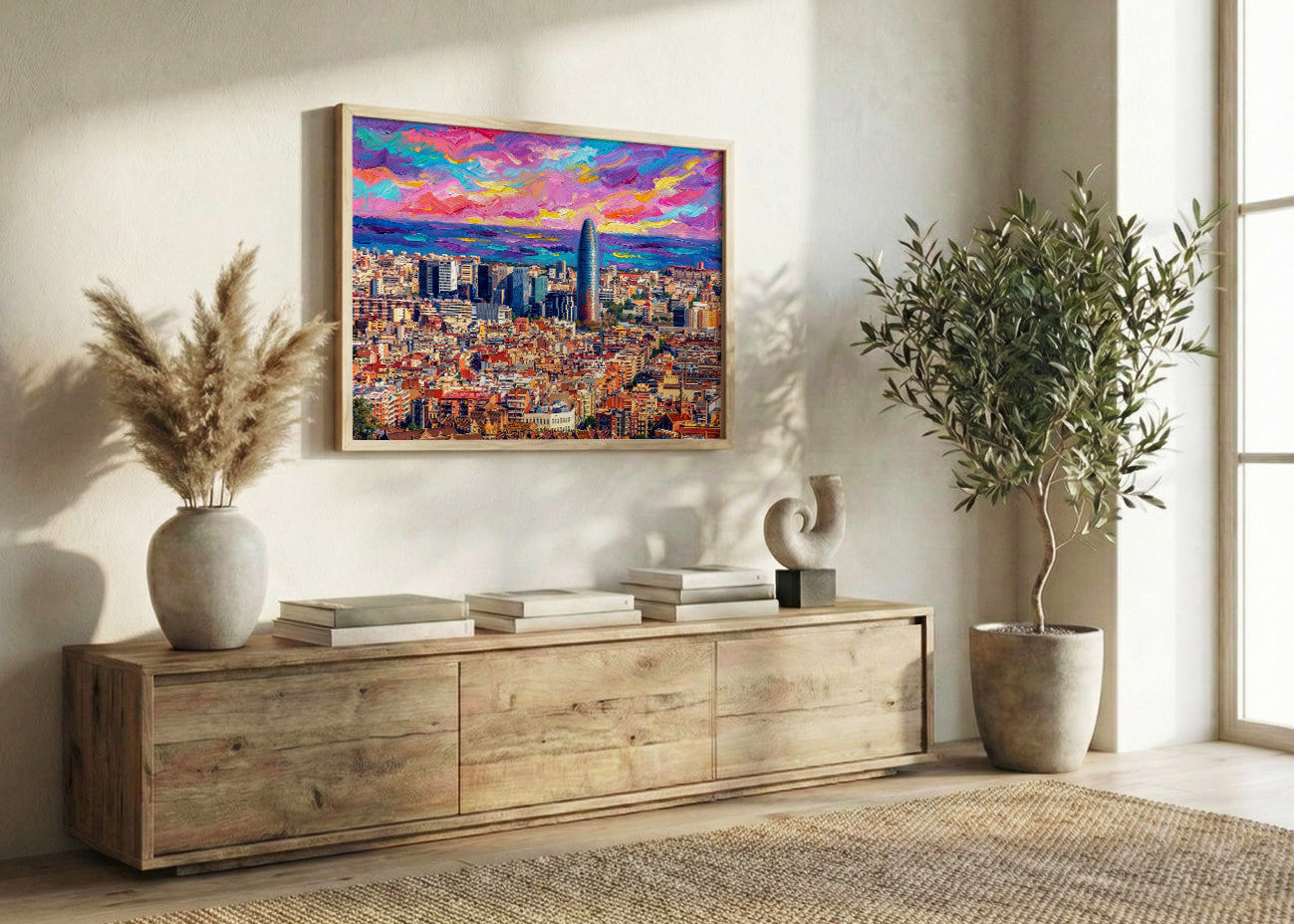 Cuadro Panorámica de Barcelona fauvista