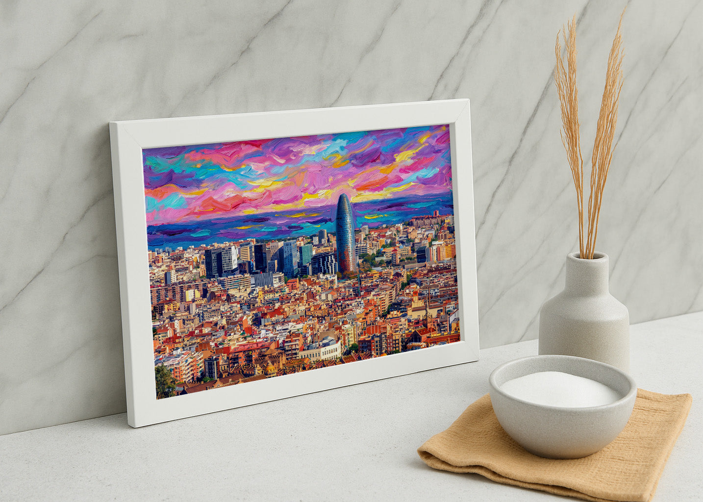 Cuadro Panorámica de Barcelona fauvista