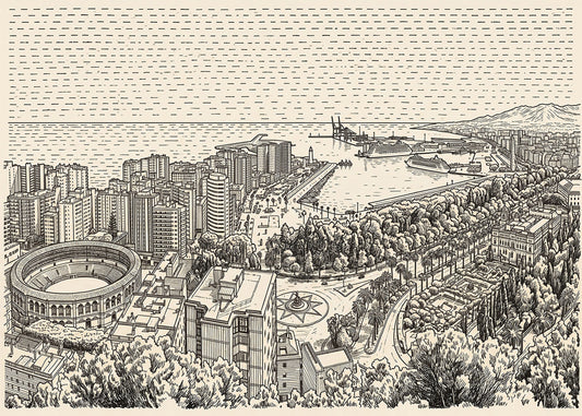 Cuadro Panorámica de Málaga - Minimalista