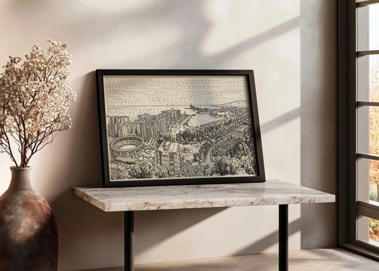 Cuadro Panorámica de Málaga - Minimalista