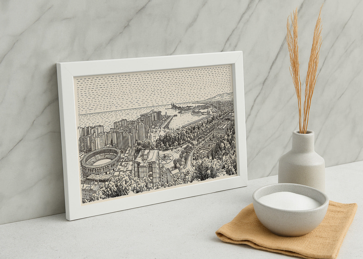 Cuadro Panorámica de Málaga - Minimalista