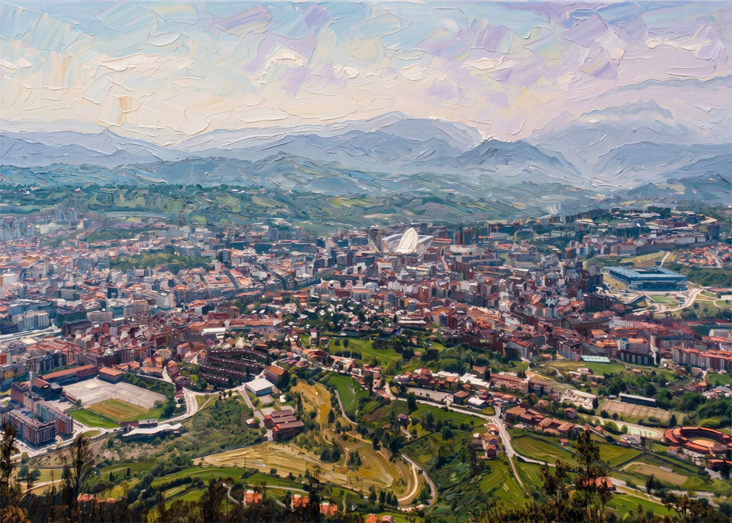 Cuadro Panorámica de Oviedo estilo Óleo