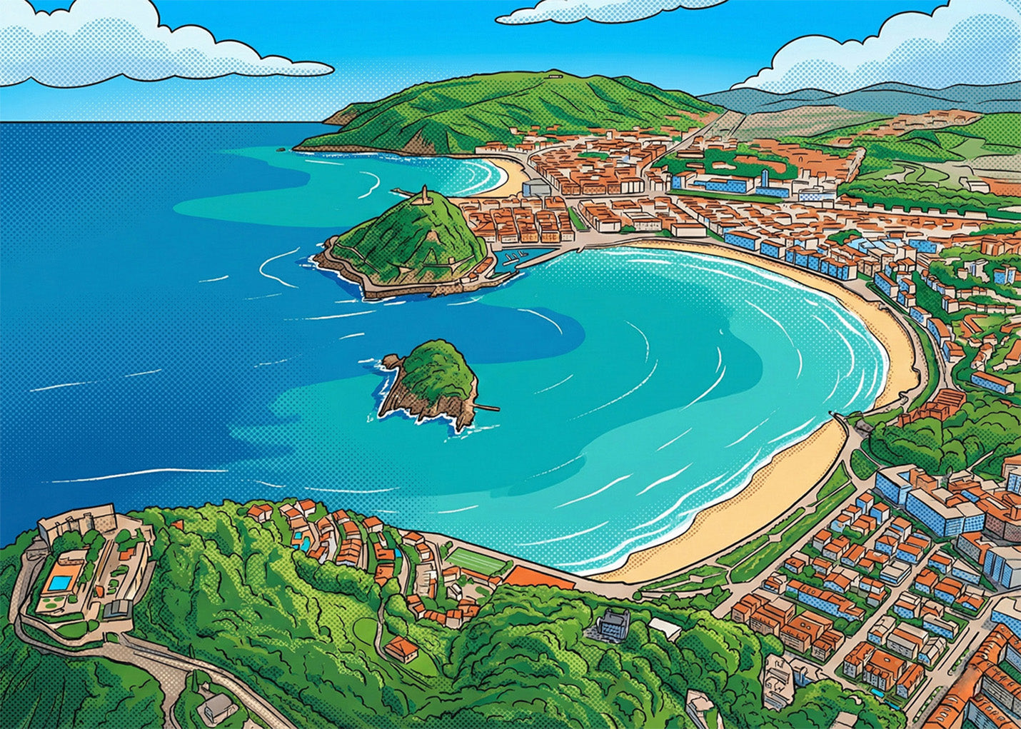 Cuadro Panorámica de San Sebastián - Cómic