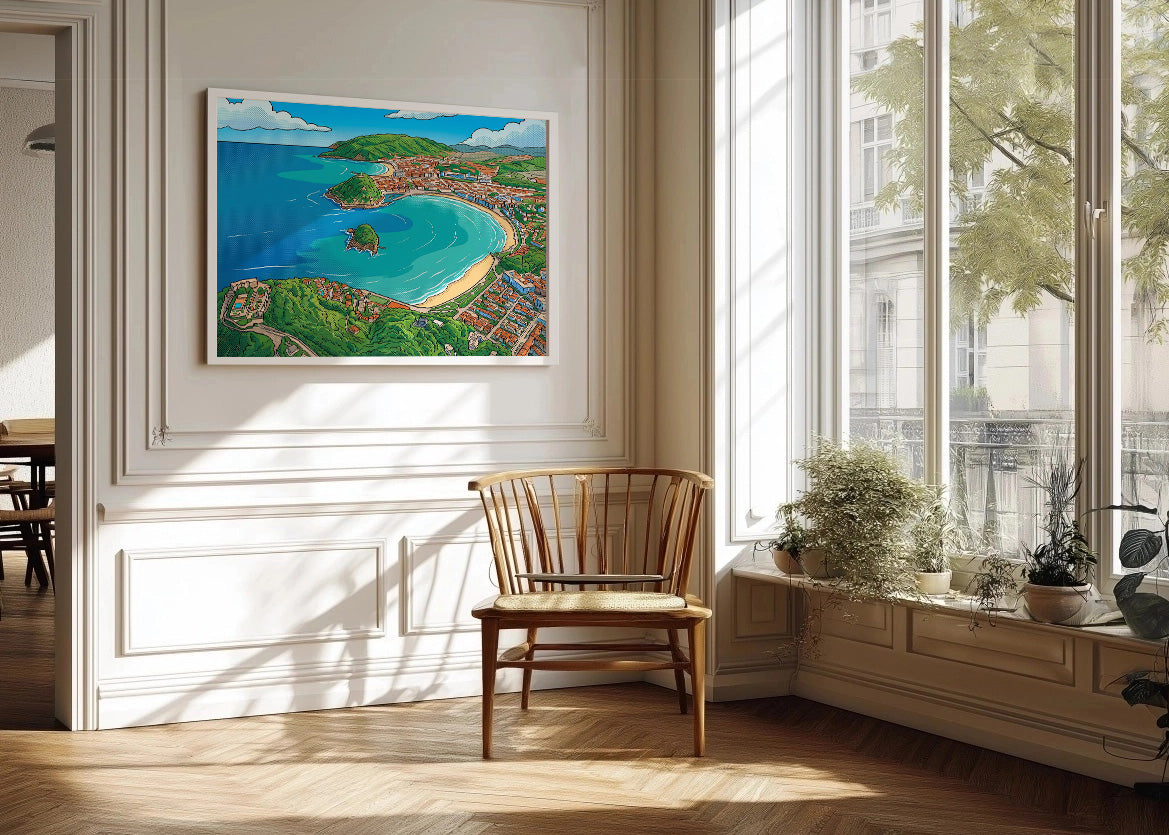 Cuadro Panorámica de San Sebastián - Cómic