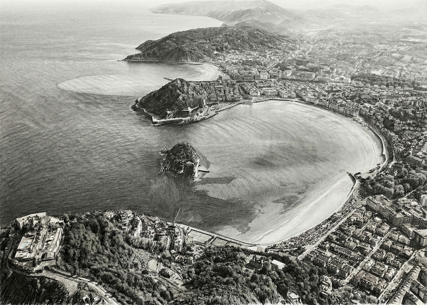Cuadro Panorámica de San Sebastián estilo lápiz