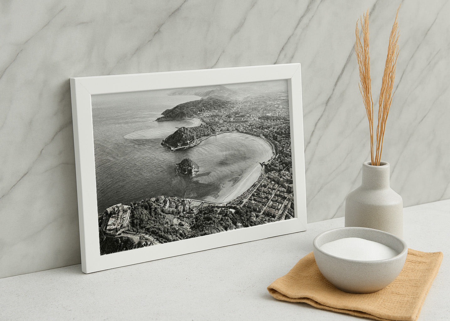 Cuadro Panorámica de San Sebastián estilo lápiz