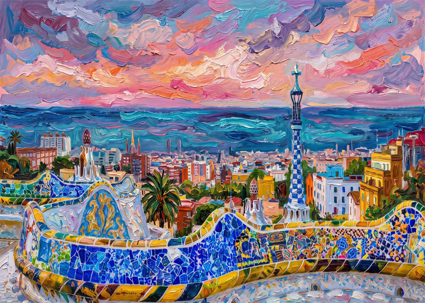 Cuadro Parque Güell efecto impresionista