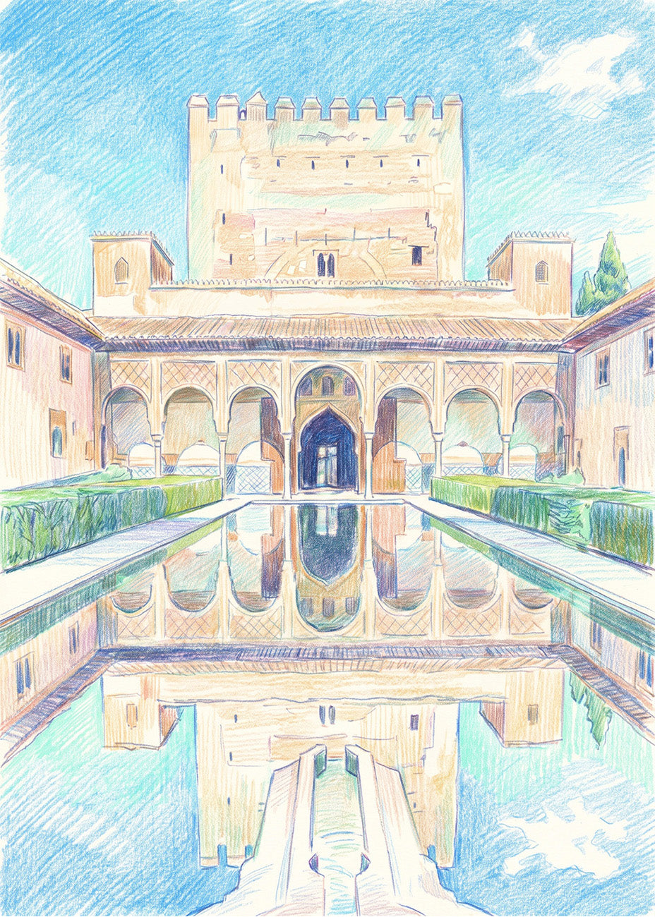 Cuadro Patio de Alhambra efecto dibujo