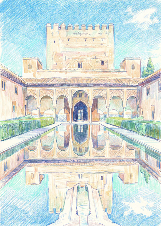 Cuadro Patio de Alhambra efecto dibujo