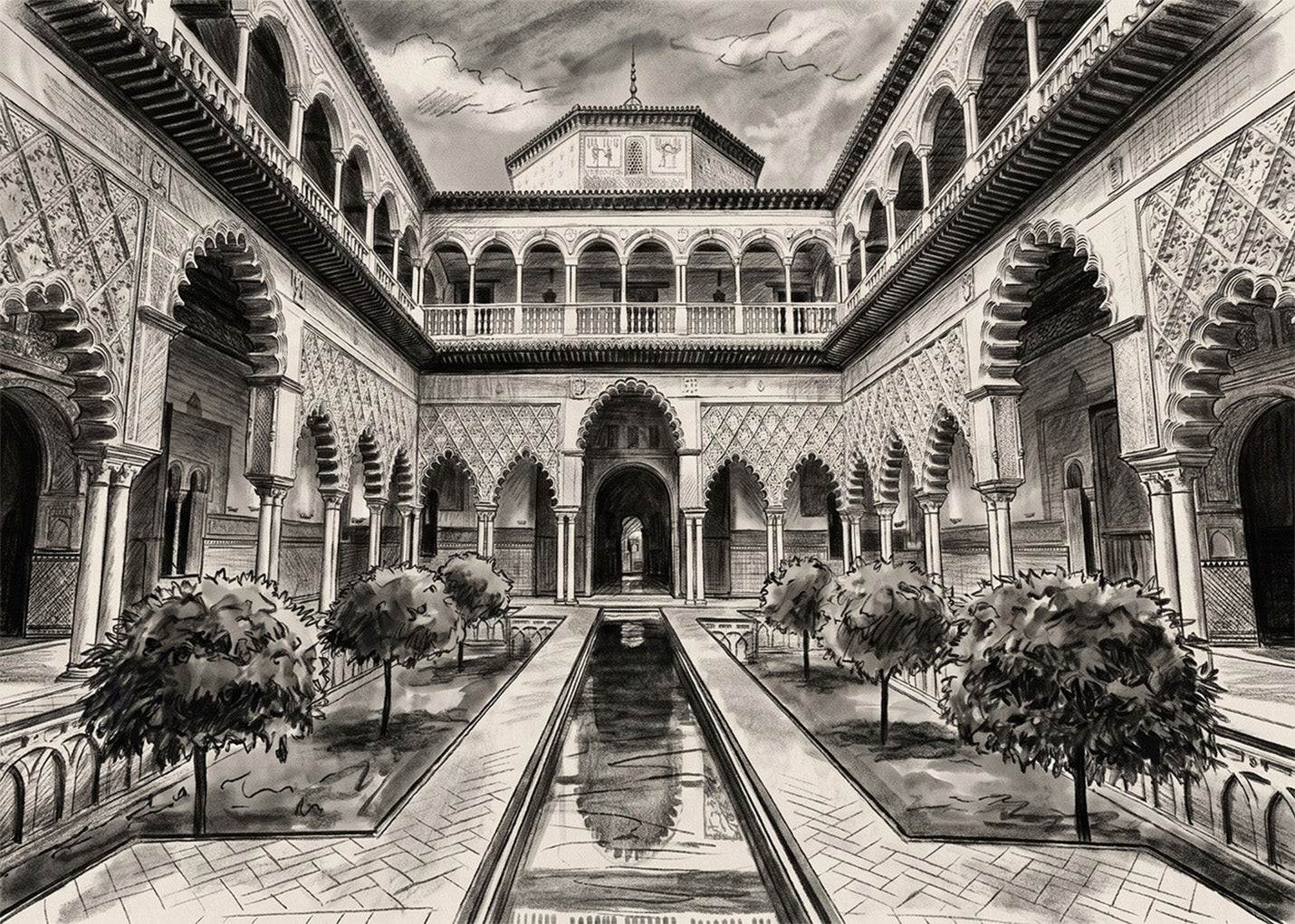 Cuadro Patio de Doncellas Real Alcázar