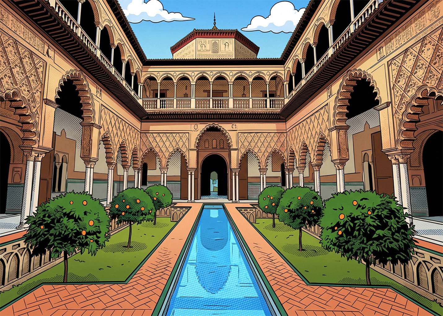 Cuadro Patio de Doncellas del Real Alcázar - Cómic