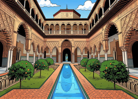 Cuadro Patio de Doncellas del Real Alcázar - Cómic