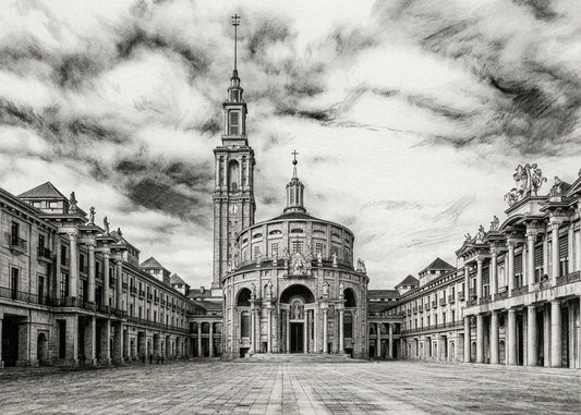 Cuadro Patio de la Universidad de Gijón estilo lápiz