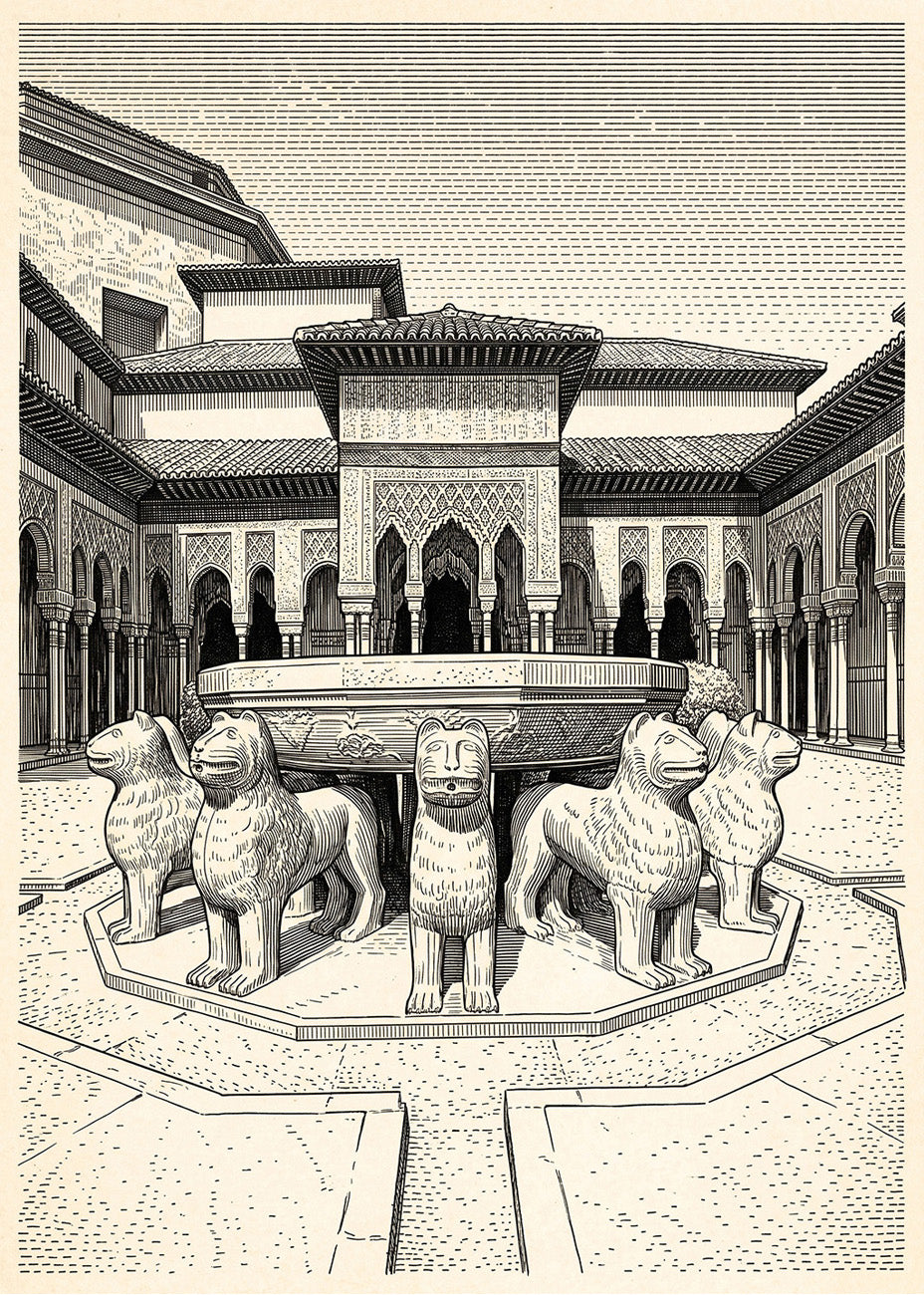 Cuadro Patio de los leones Alhambra - Minimalista