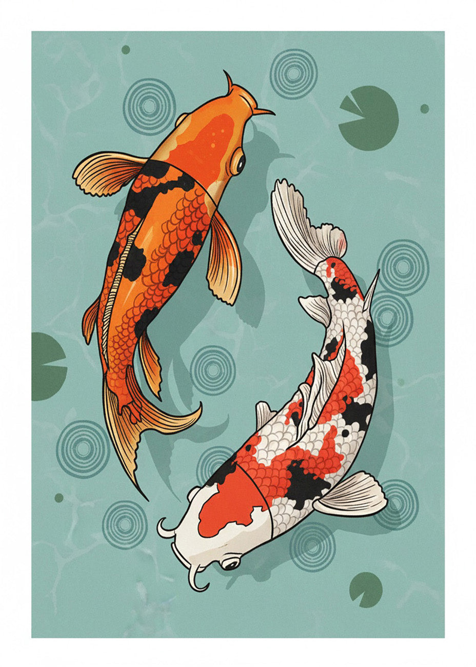 Cuadro Peces Koi dibujo