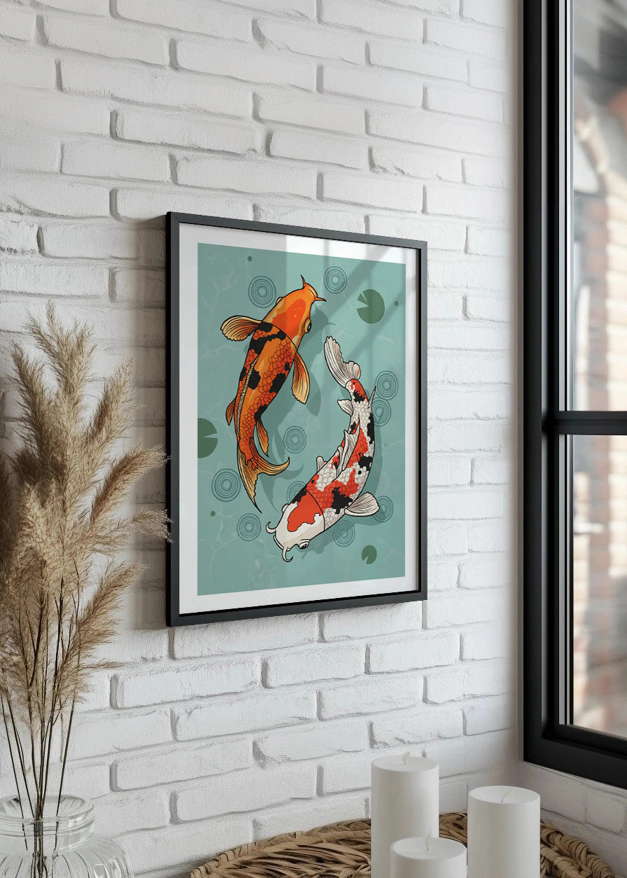 Cuadro Peces Koi dibujo