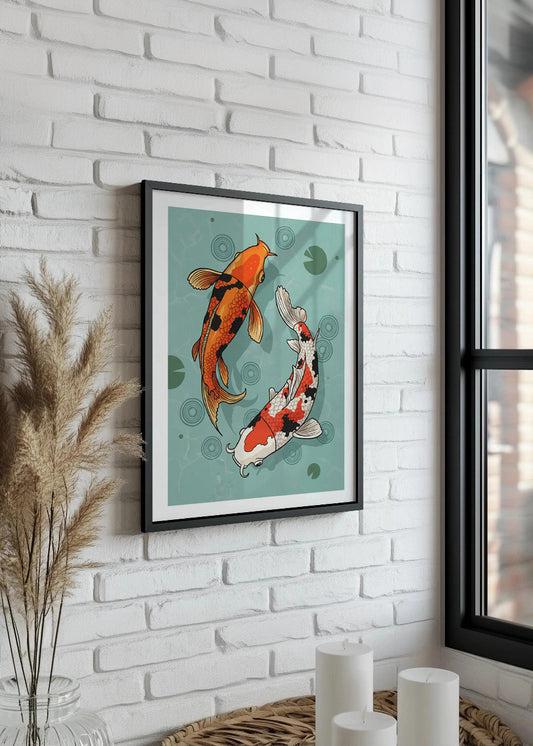 Cuadro Peces Koi dibujo
