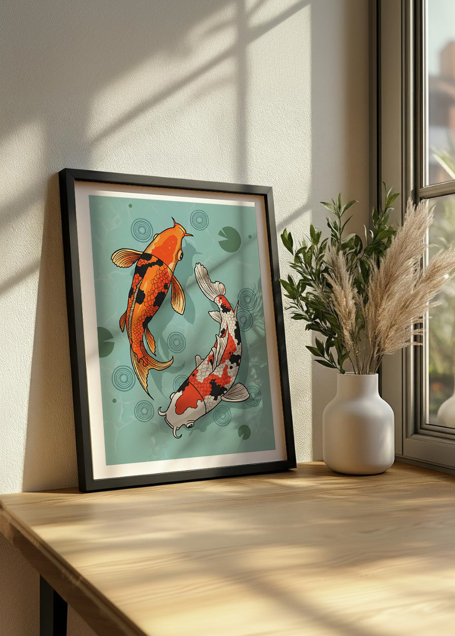 Cuadro Peces Koi dibujo