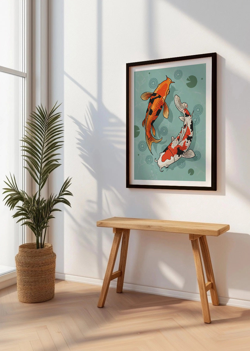 Cuadro Peces Koi dibujo