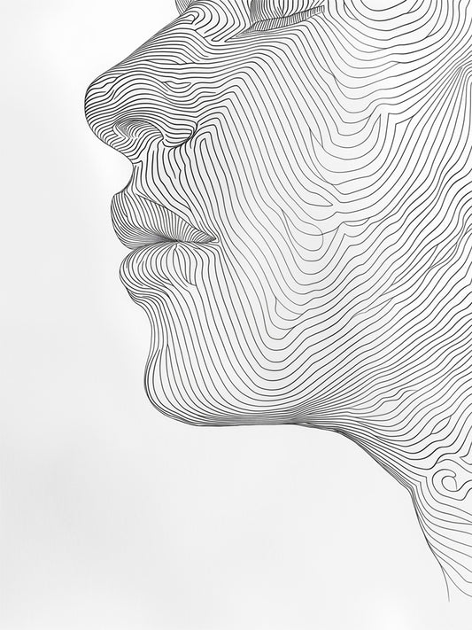 Cuadro de ​Perfil de mujer a líneas - Fine Artic