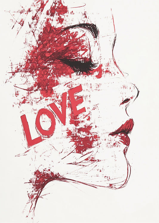 Cuadro ​Perfil de mujer minimalista - LOVE