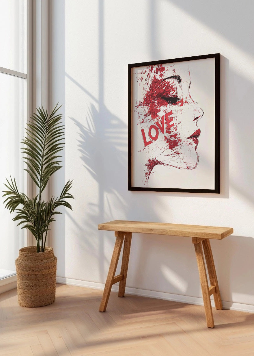 Cuadro ​Perfil de mujer minimalista - LOVE