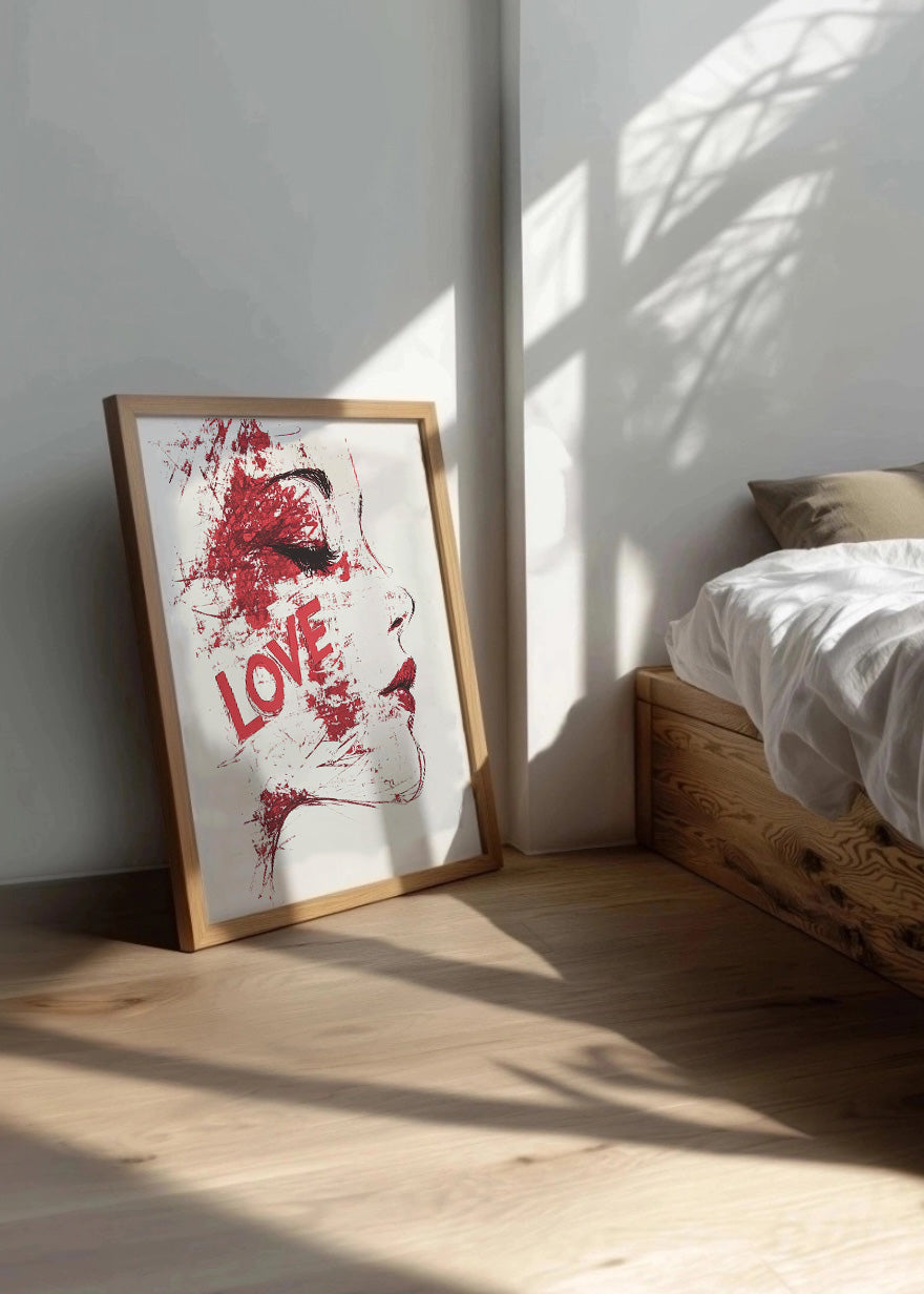Cuadro ​Perfil de mujer minimalista - LOVE