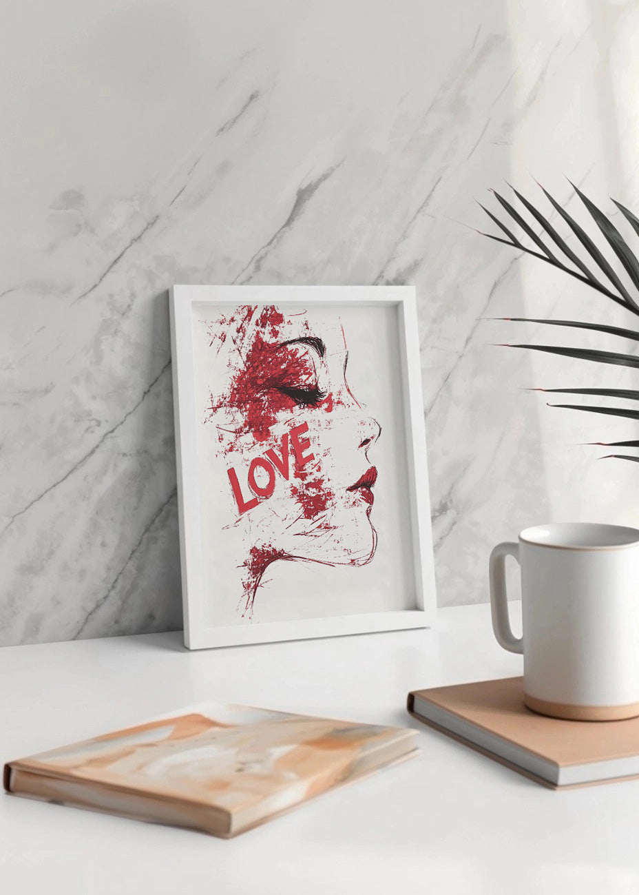 Cuadro ​Perfil de mujer minimalista - LOVE