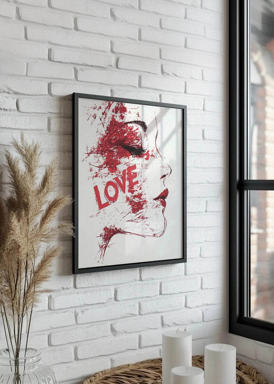 Cuadro ​Perfil de mujer minimalista - LOVE