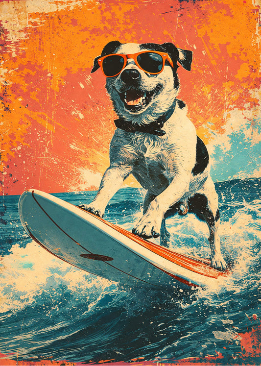 Cuadro Perro haciendo surf