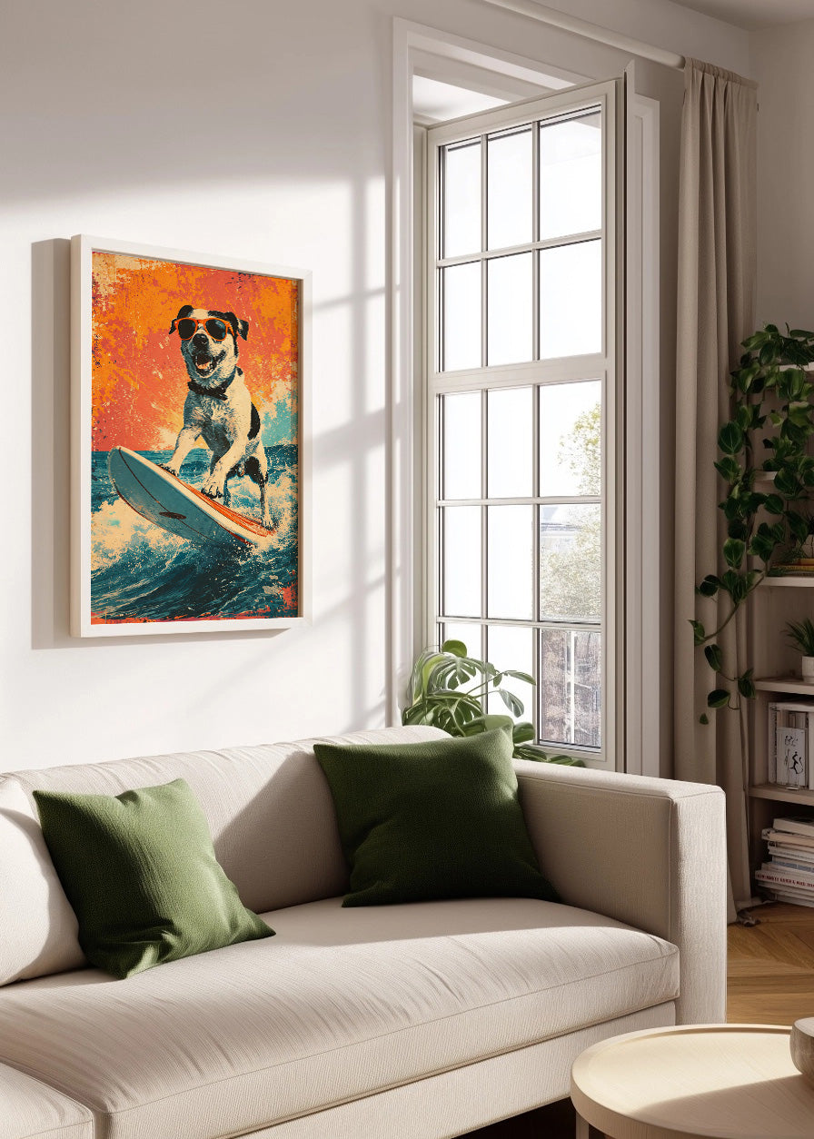 Cuadro Perro haciendo surf